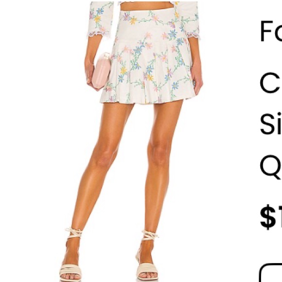For Love & Lemons Ivory Mini Skirt